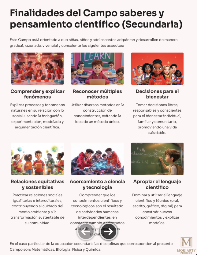 Finalidades del campo: Saberes y pensamiento científico